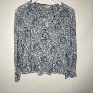 ❤️Sale Lucky Brand Blue Paisley Print Top